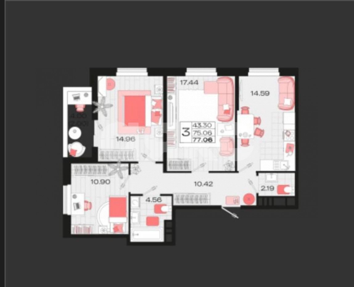 Фото №7: 3-комнатная квартира 74 м² - Армавир, жилой комплекс Римские Каникулы, мкр. 8-й, 8к1